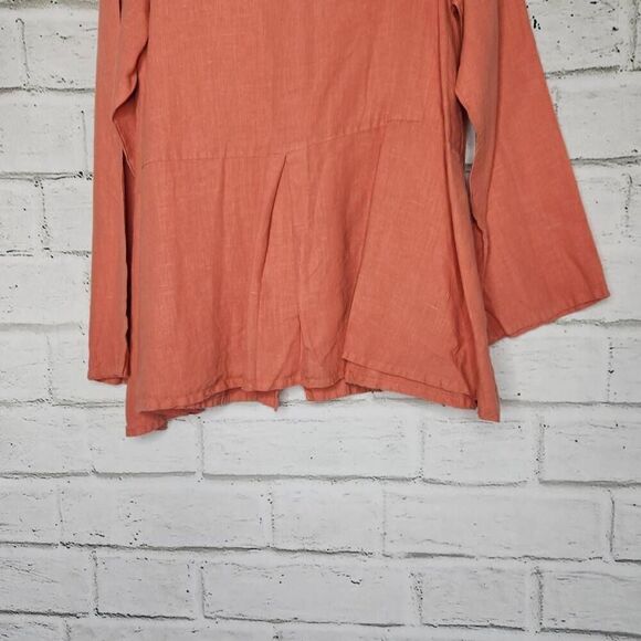 Bryn Walker Womens Coral 100% Linen Button Front Barnaby Lagenlook Jacket Medium - Picture 10 of 13